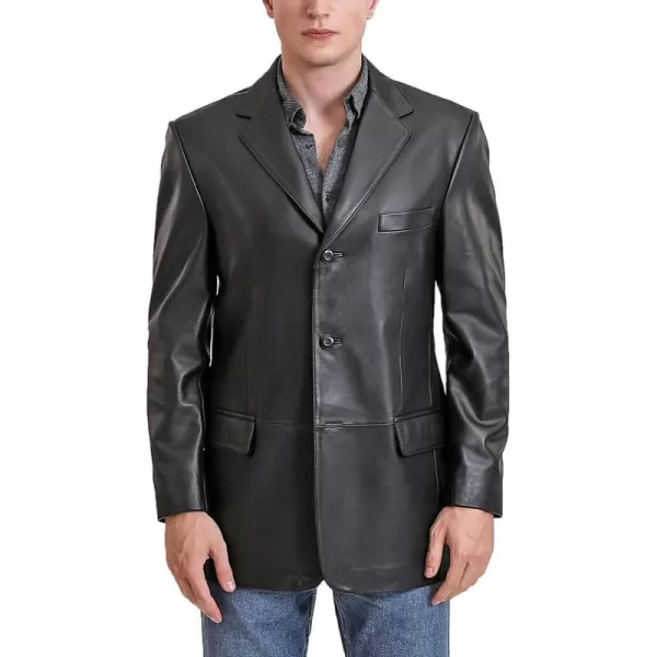 BGSD Men Liam 3Button Leather Blazer Sport Coat Jacket Regular Big amp Tall and ShortBlack