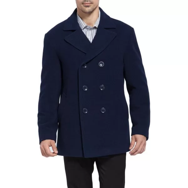 BGSD Men Mark Classic Wool Blend Pea Coat  Regular Big amp Tall and ShortNavy