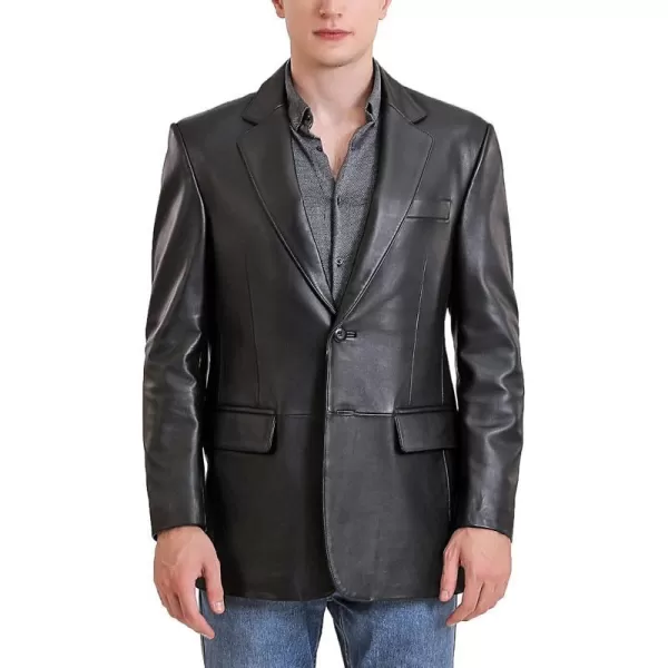 BGSD Men Monogram Collection 2Button New Zealand Lambskin Leather Blazer Regular Big amp Tall and ShortBlack