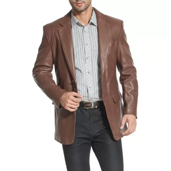 BGSD Men Monogram Collection 2Button New Zealand Lambskin Leather Blazer Regular Big amp Tall and ShortHazelnut