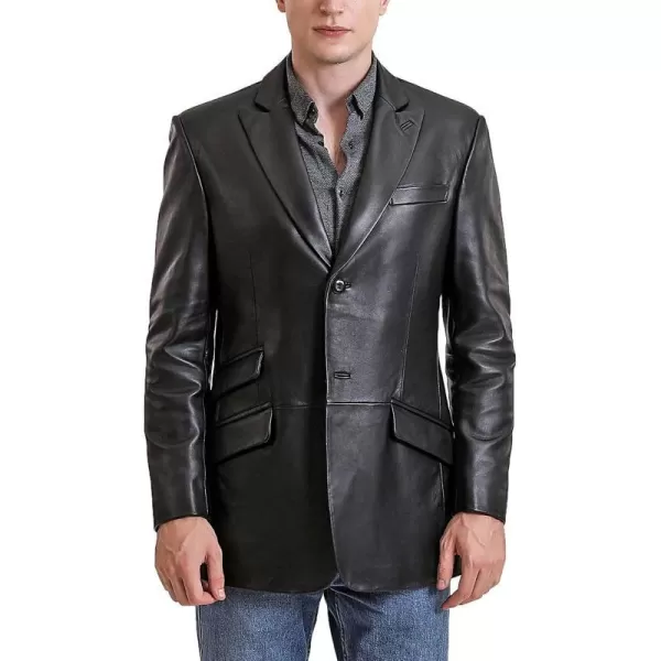 BGSD Men Monogram Collection 2Button New Zealand Lambskin Leather Sport Coat Jacket Regular Big amp Tall and ShortBlack