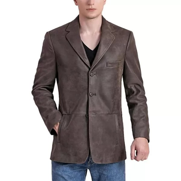 BGSD Men Nathan 2Button Distressed Leather Blazer Cowhide Sport Coat JacketDistressed Brown