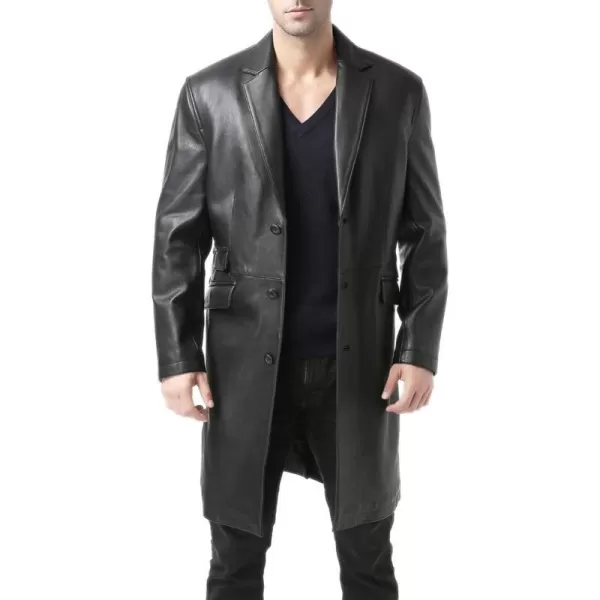 BGSD Men New Zealand Lambskin Leather Long Coat Regular amp TallBlack