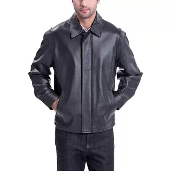 BGSD Men New Zealand Open Bottom Lambskin Leather Hipster Jacket MediumBlack