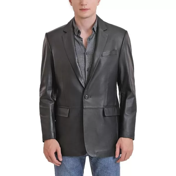 BGSD Men Nicholas 1Button Leather Blazer Lambskin Sport Coat Jacket Regular Big amp Tall and ShortBlack