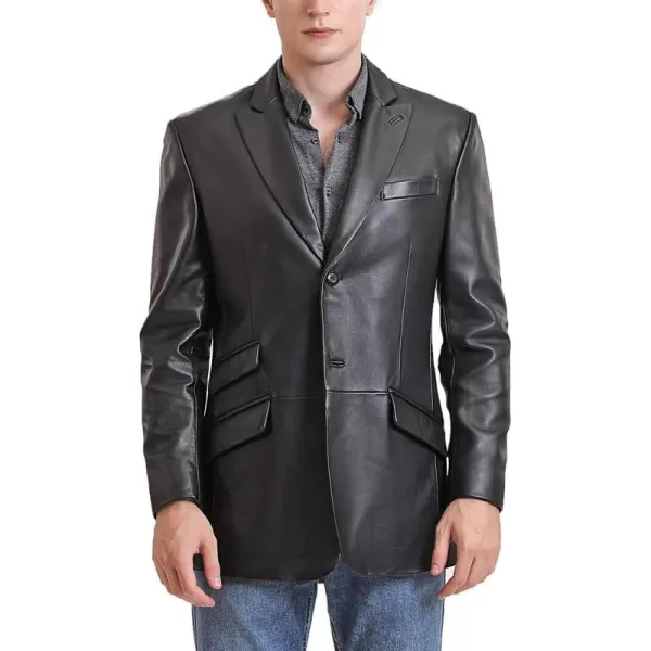 BGSD Men Noah 2Button Leather Blazer Lambskin Sport Coat Jacket Regular Big amp Tall and ShortBlack