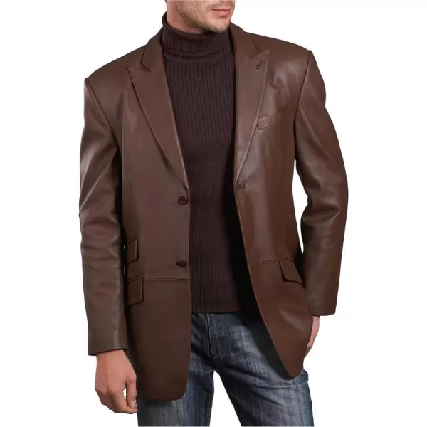 BGSD Men Noah 2Button Leather Blazer Lambskin Sport Coat Jacket Regular Big amp Tall and ShortEspresso