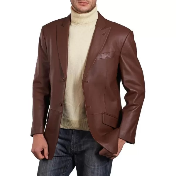 BGSD Men Noah 2Button Leather Blazer Lambskin Sport Coat Jacket Regular Big amp Tall and ShortHazelnut