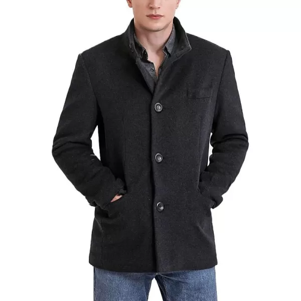 BGSD Men Perry Cashmere Wool Blend City Coat  Regular and Big amp TallBlack