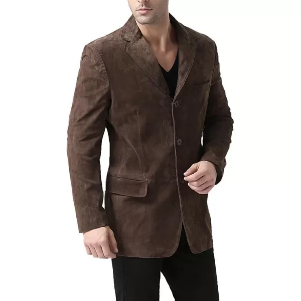 BGSD Men Robert 3Button Leather Blazer Suede Sport Coat Jacket Regular Big amp Tall and ShortBrown