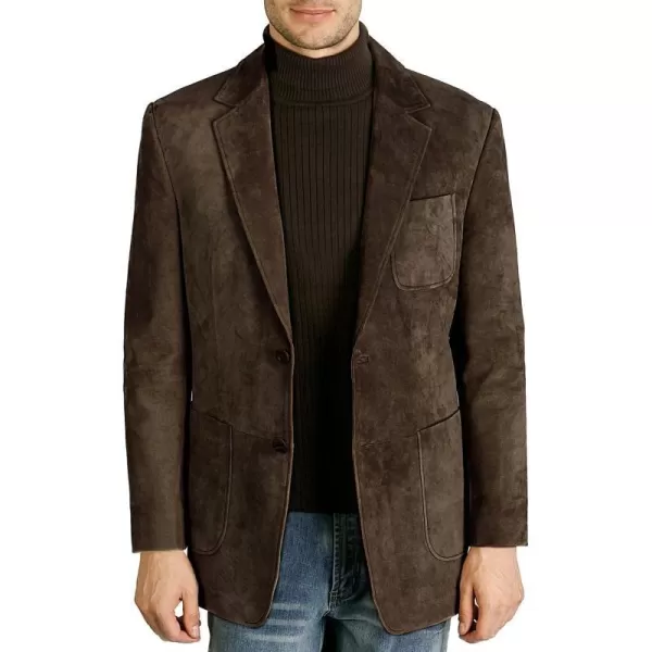 BGSD Men Steve 2Button Leather Blazer Suede Sport Coat Jacket Regular Big amp Tall and ShortBrown