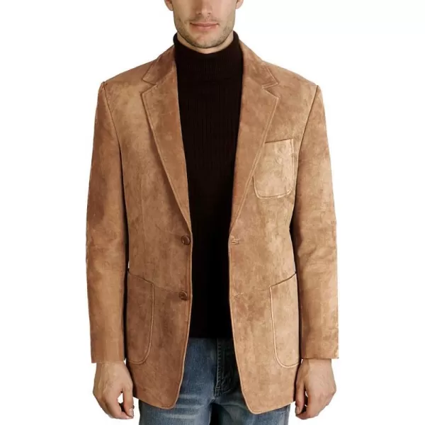 BGSD Men Steve 2Button Leather Blazer Suede Sport Coat Jacket Regular Big amp Tall and ShortCaramel