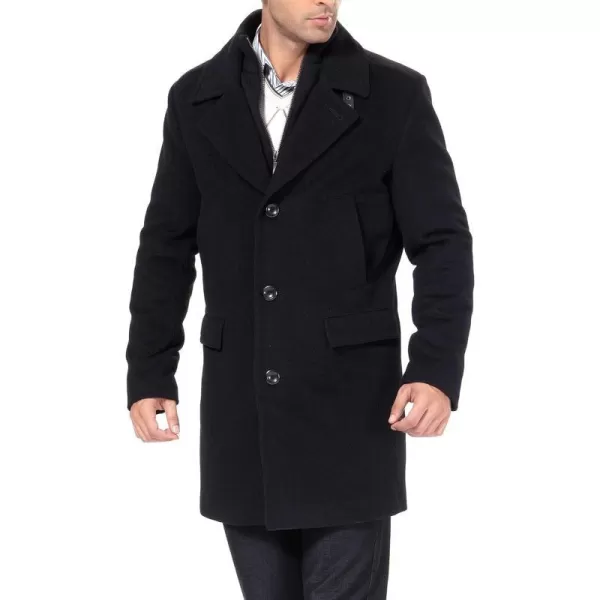 BGSD Men Steven Cashmere Wool Blend Bibbed Walking Coat  Regular and Big amp TallBlack