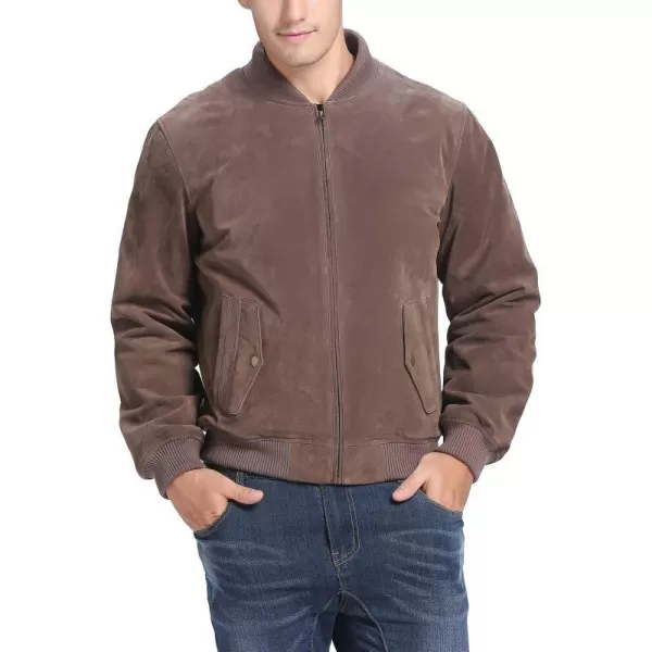 BGSD Men Urban Leather Bomber Jacket Regular and Big amp TallBrown