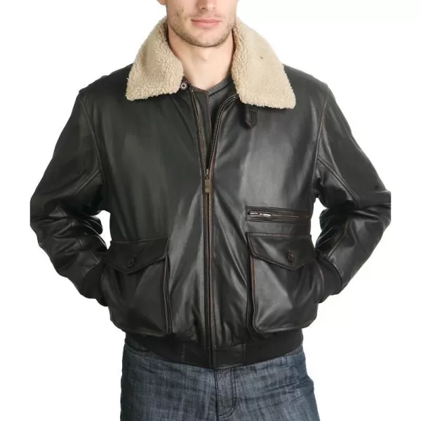 BGSD Men Vintage Cowhide Leather Flight Bomber Jacket MediumBGSD Men Vintage Cowhide Leather Flight Bomber Jacket Medium