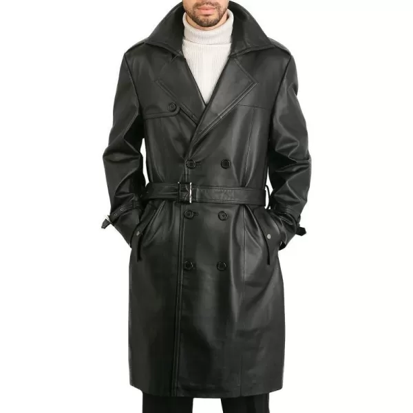 BGSD Men Xander Classic Leather Long Trench Coat Regular Big amp Tall and ShortBlack