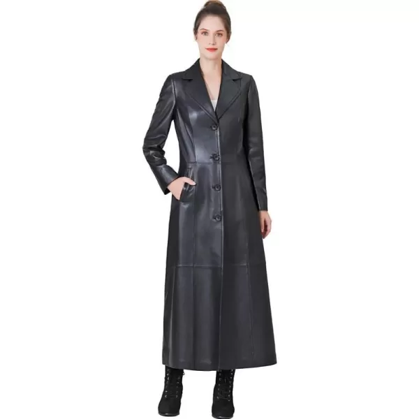 BGSD Monogram Collection Women New Zealand Lambskin Leather Maxi Coat Regular amp Plus Size amp PetiteBlack