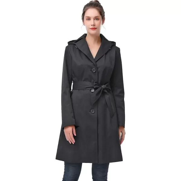 BGSD Women Aleah Waterproof Hooded Trench Coat  Regular amp Plus SizeBlack