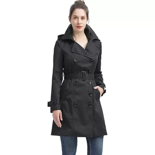 BGSD Women Alexa Waterproof Classic Hooded Trench CoatBlack