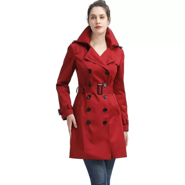 BGSD Women Alexa Waterproof Classic Hooded Trench CoatRed