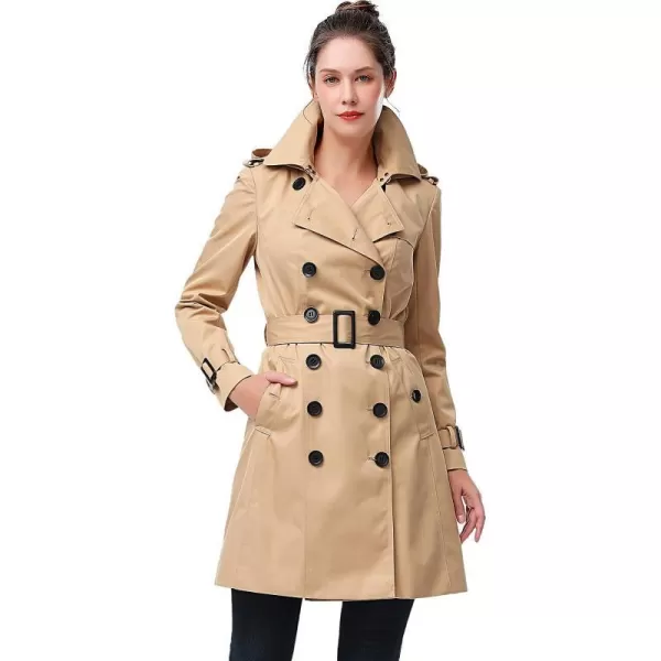 BGSD Women Alexa Waterproof Classic Hooded Trench CoatTan