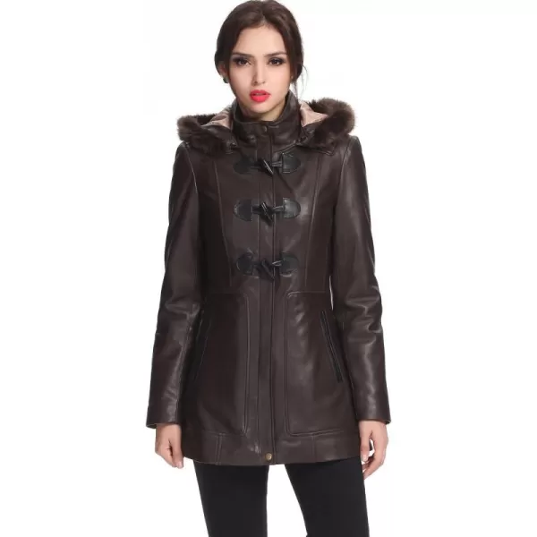 BGSD Women Amanda Lambskin Leather Coat Regular amp Plus Size amp PetiteDark Brown