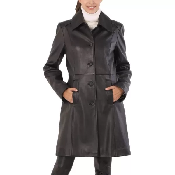 BGSD Women Amber Lambskin Leather Walking Coat Regular amp Plus Size amp PetiteBlack