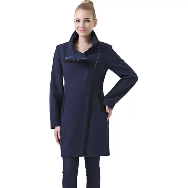 BGSD Women Audrey Colorblock Wool Blend Coat Navy LargeBGSD Women Audrey Colorblock Wool Blend Coat Navy Large