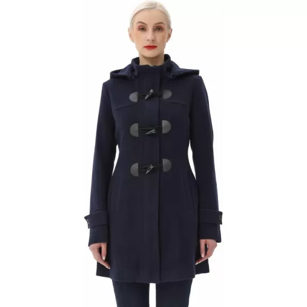 BGSD Women Ava Toggle Hooded Duffle Wool Coat Regular amp Plus Size amp PetiteNavy