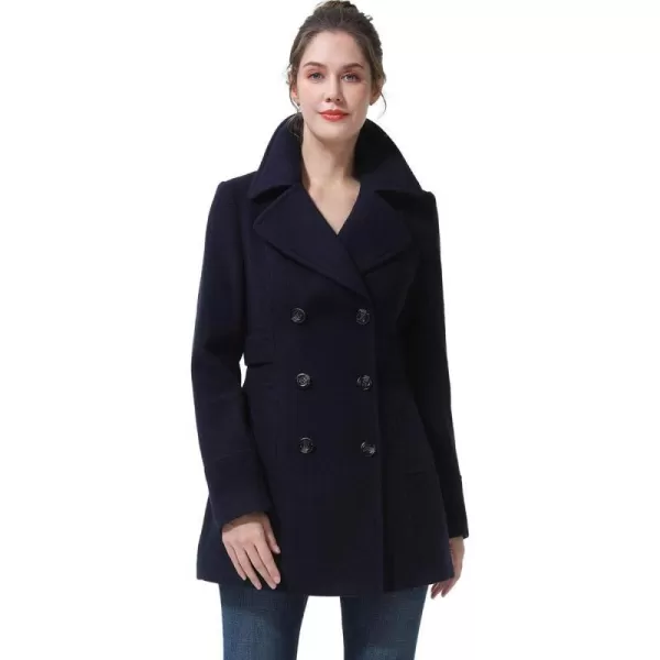 BGSD Women Ayu Wool Pea Coat Regular amp Plus Size amp PetiteBlack