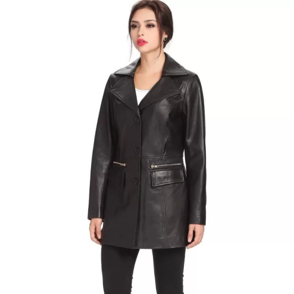 BGSD Women Caroline New Zealand Lambskin Leather Walking Coat Black SmallBGSD Women Caroline New Zealand Lambskin Leather Walking Coat Black Small