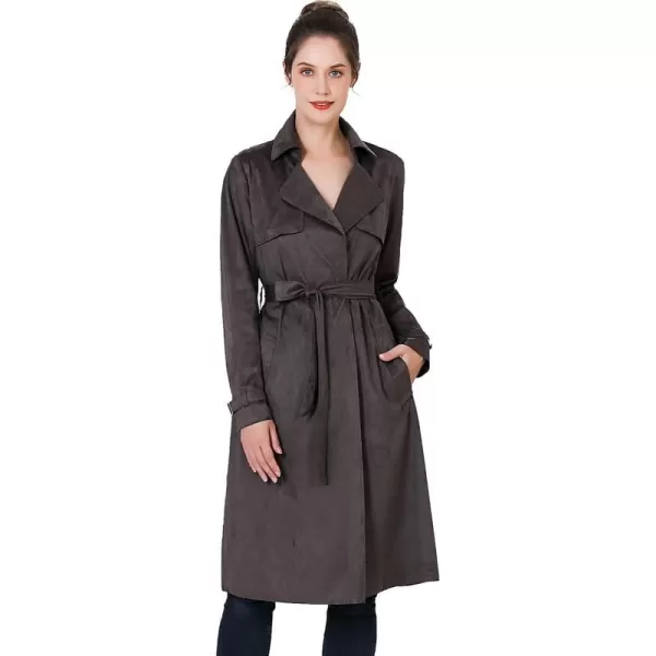 BGSD Women Charlotte Long Suede Trench Coat  Regular amp Plus SizeCoffee