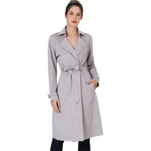 BGSD Women Charlotte Long Suede Trench Coat  Regular amp Plus SizeGray