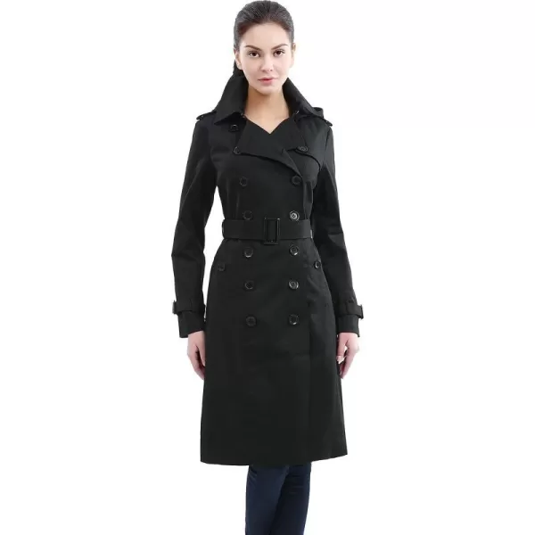 BGSD Women Chloe Waterproof Classic Hooded Long Trench CoatBlack