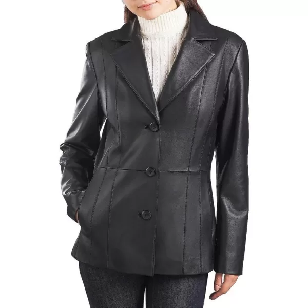 BGSD Women Crystal Lambskin Leather Blazer Regular amp Plus Size amp PetiteBlack