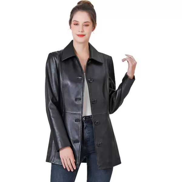 BGSD Women Dana Lambskin Leather Car Coat Regular amp Plus Size amp PetiteBlack