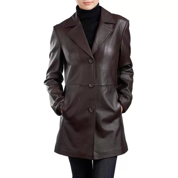 BGSD Women Danielle Lambskin Leather Walking Coat Regular amp Plus Size amp PetiteBrown