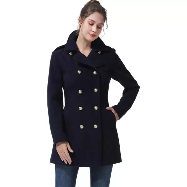 BGSD Women Ele Color Block Wool Pea Coat Regular amp Plus Size amp PetiteRedNavy