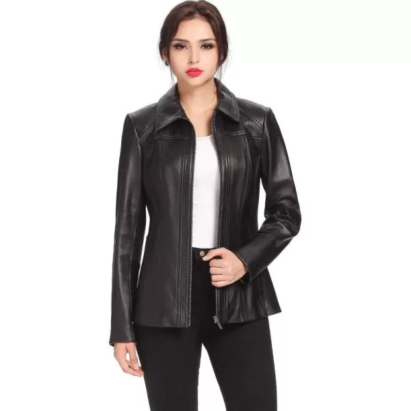 BGSD Women Ellen Lambskin Leather Jacket Regular amp Plus Size amp PetiteBlack