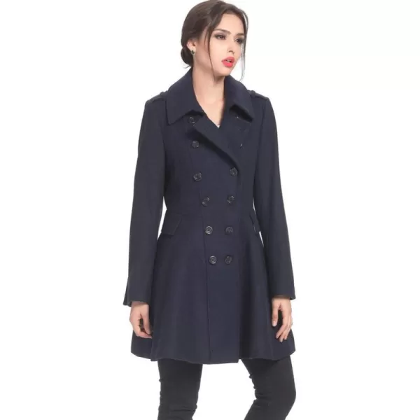 BGSD Women Emma Fit amp Flare Wool Pea CoatNavy