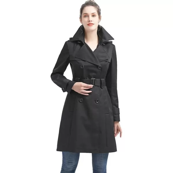 BGSD Women Emma Waterproof Hooded Trench Coat  Regular amp Plus SizeBlack