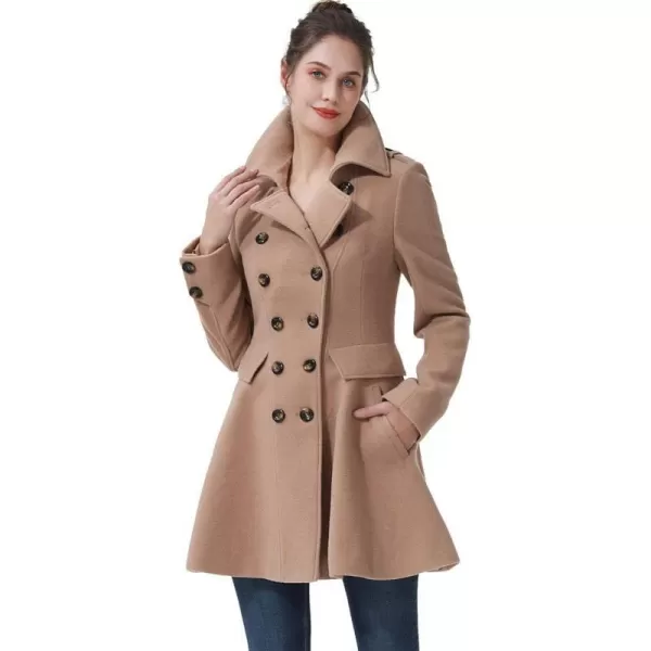 BGSD Women Emy Fit amp Flare Wool Pea Coat Regular amp Plus Size amp PetiteCamel