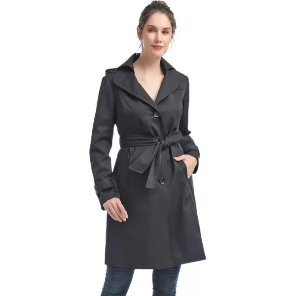 BGSD Women Eva Waterproof Hooded Trench Coat  Regular amp Plus SizeBlack