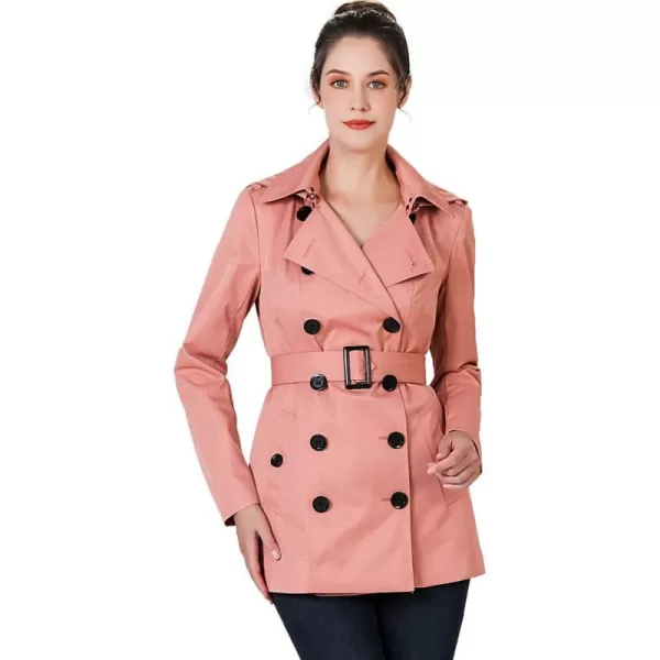 BGSD Women Evelyn Waterproof Classic Hooded Short Trench CoatGuava