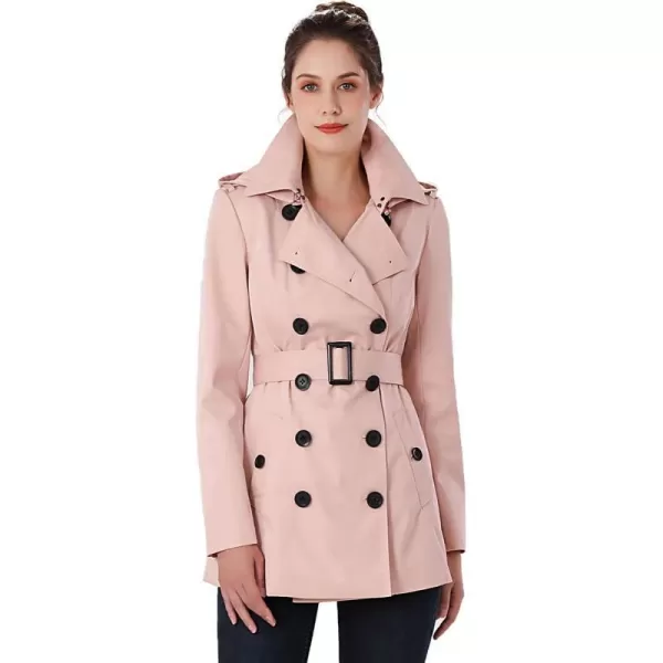 BGSD Women Evelyn Waterproof Classic Hooded Short Trench CoatPink