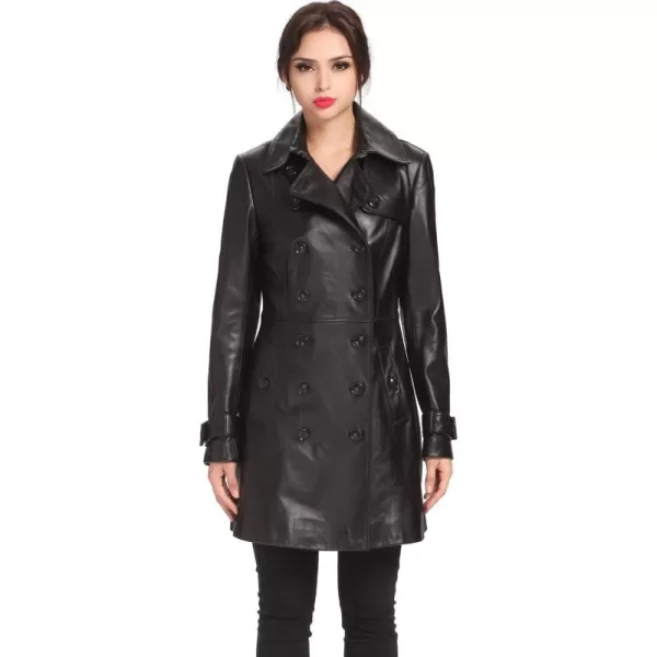 BGSD Women Ginger New Zealand Lambskin Leather CoatBlack