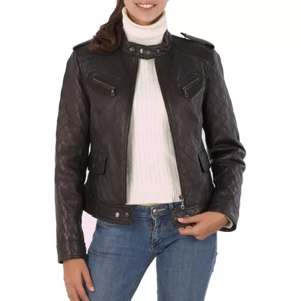 BGSD Women Hanna Quilted Lambskin Leather JacketBlack