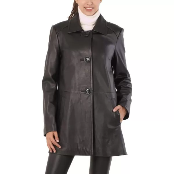 BGSD Women Hannah Lambskin Leather ALine Coat Regular amp Plus Size amp PetiteBlack