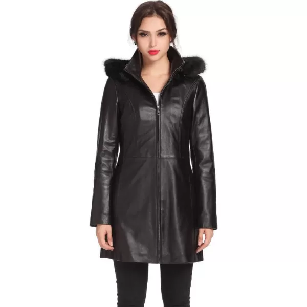 BGSD Women Irene Lambskin Leather Parka Coat Regular amp Plus Size amp PetiteBlack