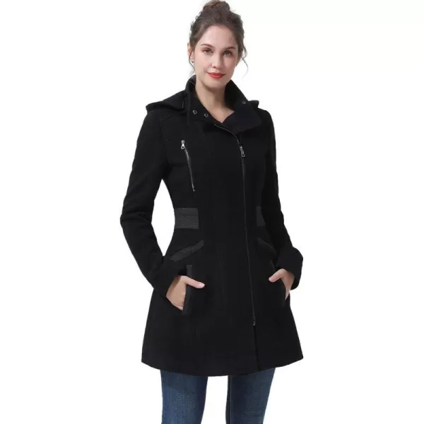 BGSD Women Ivy Hooded Color Block Wool Coat Regular amp Plus Size amp PetiteBlackGray